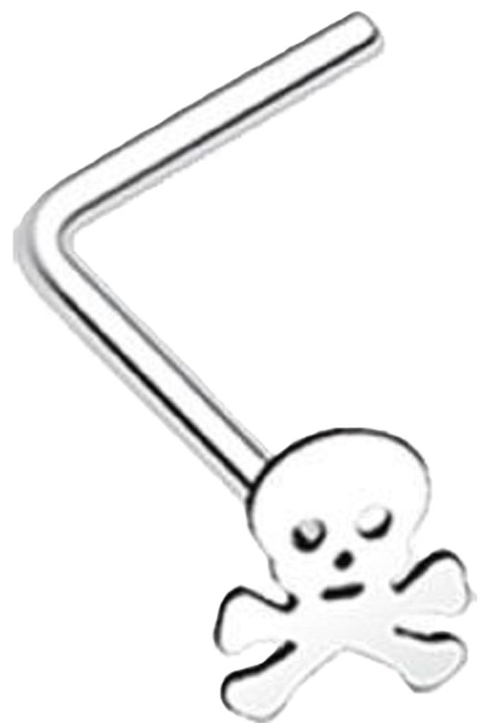 Body Accentz Nose Ring Stud Skull Crossbones top 316L Surgical Steel Stud