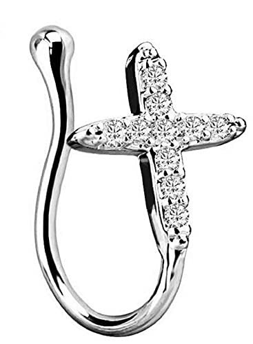 Body Accentz Nose Clip Cross IP Non-Piercing Nose Ring stud sold individually