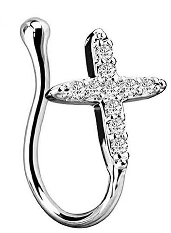 Body Accentz Nose Clip Cross IP Non-Piercing Nose Ring stud sold individually