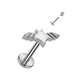 Body Accentz Labret Implant Grade Titanium Internally Threaded Labret With Bat Top