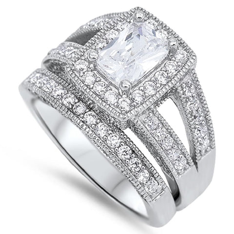 STERLING SILVER RING W/CZ - Wedding Set