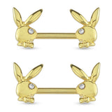 Body Accentz Playboy Bunny Crystal Eye Beaded Edges 316L Surgical Steel Nipple B