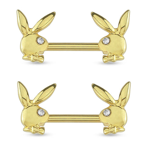 Body Accentz Playboy Bunny Crystal Eye Beaded Edges 316L Surgical Steel Nipple B