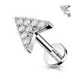 Labret  Chevron Arrow Top on Internally Threaded Cartilage, Barbell Studs