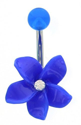 Belly Buton Ring 316L, Acrylic, Flower, Navel Rings - dark blue