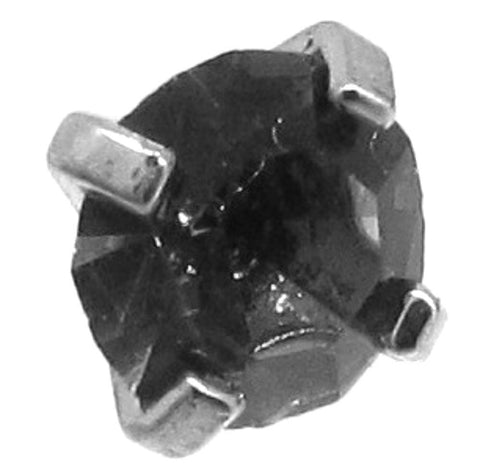 316L Surgical Steel Internally Threaded Prong Set Round Gem Dermal Top Anchor 14g (4mm black)