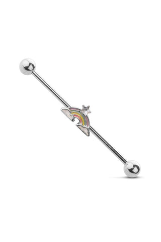 Body Accentz Industrial Barbell Rainbow Star Cloud 316L Surgical Steel bar 14g