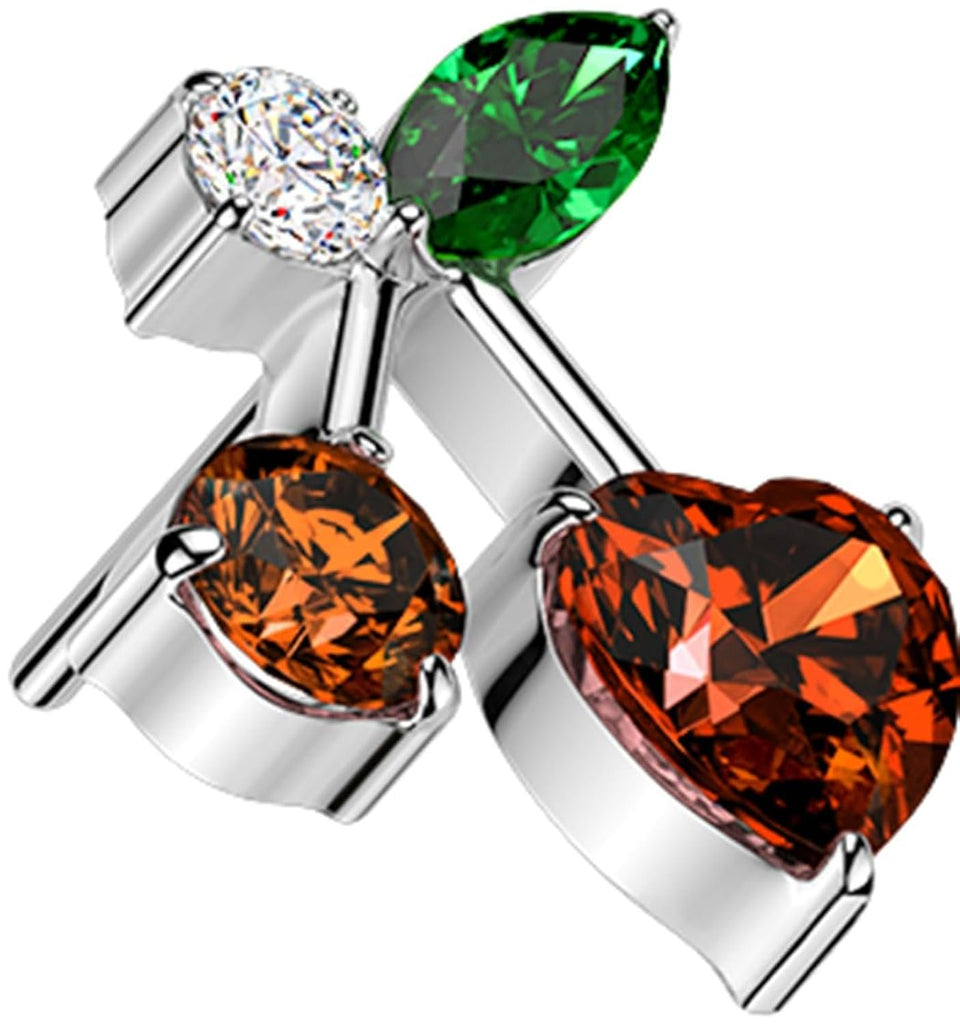 Body Accentz Titanium Threadless Push In CZ Cherry Piercing 16g 5/16
