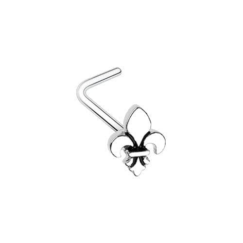Body Accentz Nose Ring 20g Fleur De Lis L-Shape Nose Ring Ring 316L Surgical Steel L Bend Stud