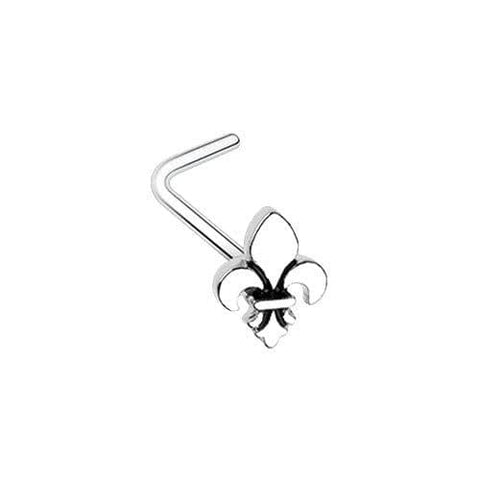 Body Accentz Nose Ring 20g Fleur De Lis L-Shape Nose Ring Ring 316L Surgical Steel L Bend Stud