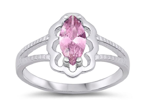 Sterling Silver CZ Pink pinky ring Size 4