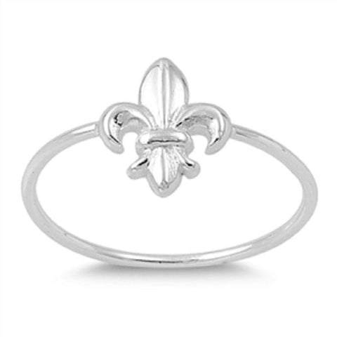 STERLING SILVER RING W/CZ Double Fleur de Lise  ring Or pinky ring - 8