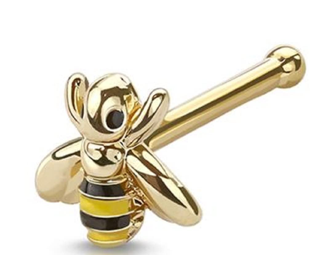 Body Accentz Nose Bone Stud Bug Bumble Bee 316L Surgical Steel bar 20g