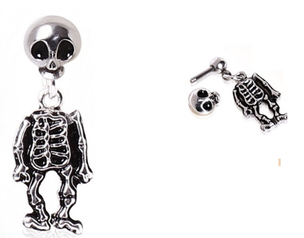 Tragus Piercing 316L Surgical Steel Two-Piece Skeleton Skull Dangle Earring 16g 1pc