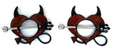 Body Accentz Nipple Ring Shield Piercing Jewelry Gothic Devil Horns Pitchfork Pair 14 gauge sold as pair CH55