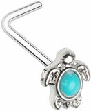 Body Accentz 20 GA Turquoise Sea Turtle L-Shape Nose Ring 316L Surgical Stainless Steel