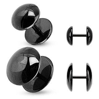 316L Surgical Steel Black IP Dome Dumbbell Fake Plugs 16g 1/4" - Sold as a pair Body Accentz&reg;