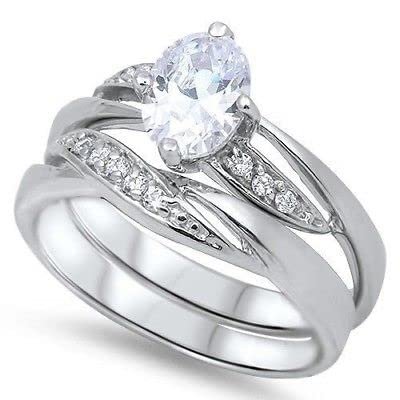 STERLING SILVER RING W/CZ - Wedding Set