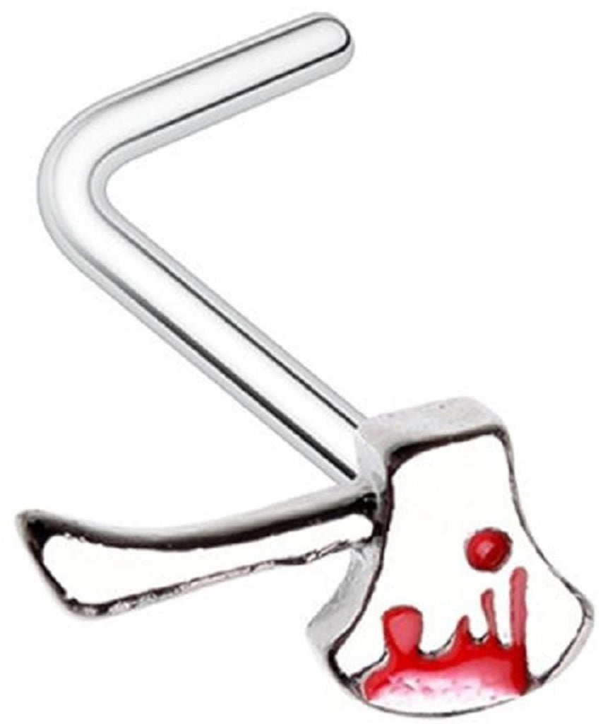 Nose Stud L-Shaped Goth Hatchet Bloody Axe Ring Design Tops Ax