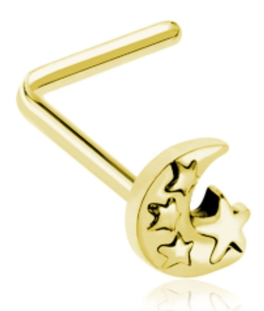 Nose Ring Grand Lunar Moon Star   Stud  20g L bar