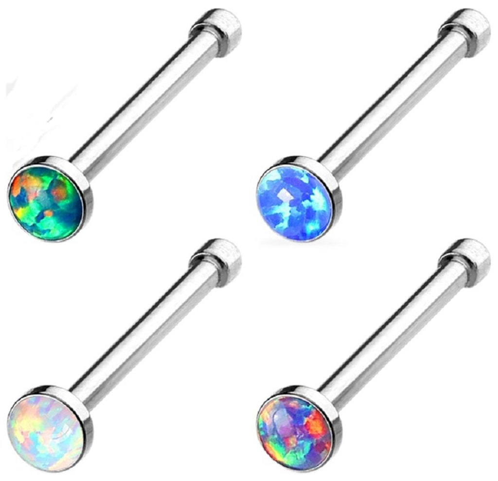 Body Accentz Nose Ring Stud Opal Set Nose Rings 4 pcs Value Pack