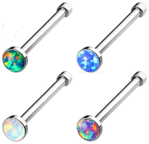 Body Accentz Nose Ring Stud Opal Set Nose Rings 4 pcs Value Pack