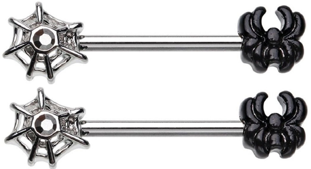 Body Accentz Nipple Barbell Ring Arachnid Spider and Web Web