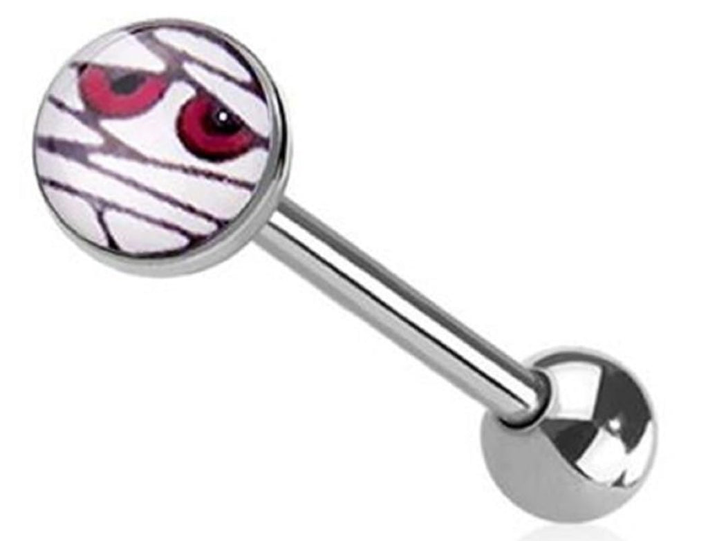 Mummy Tongue Barbell, 316L Surgical Steel, 14 Gauge, 5/8 Inch