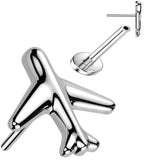 Titanium Threadless Push-In CZ Airplane Piercing 16G 8mm