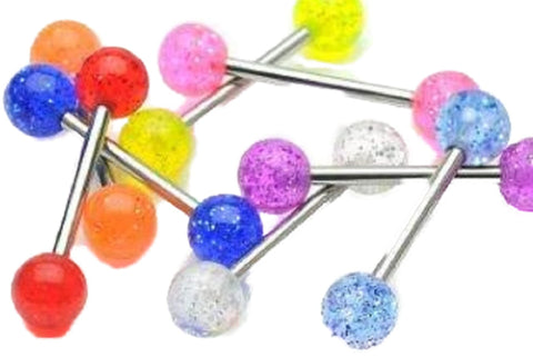 8 Sparkle Acrylic Tongue Ring 14g - In Assorted Colors