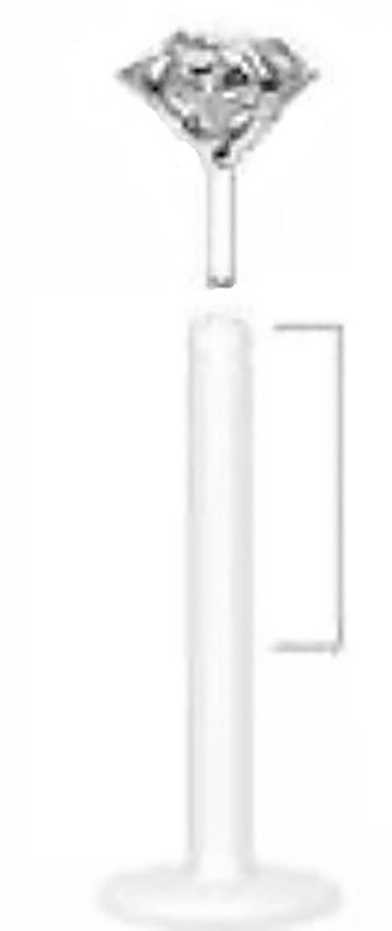 Body Accentz Bio-Flex Shaft with Push-in .925 Silver Prong Gem Labret/Monroe 14g 3/8''