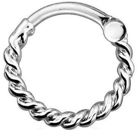 Body Accentz Septum Clicker 16 gauge Rope Hoop 16g silvertone