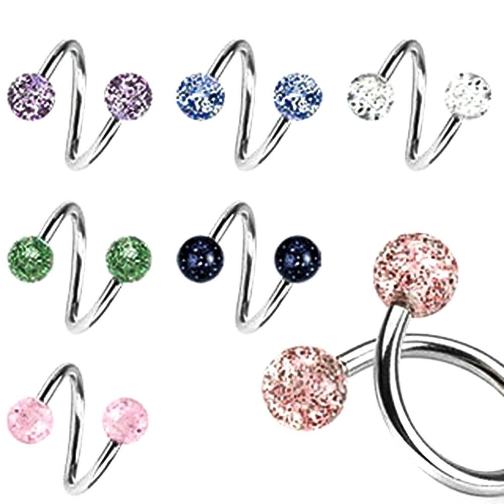 Body Accentz Belly Button Rings Lot of 6 Ultra Sparkle Spiral Twister Bar