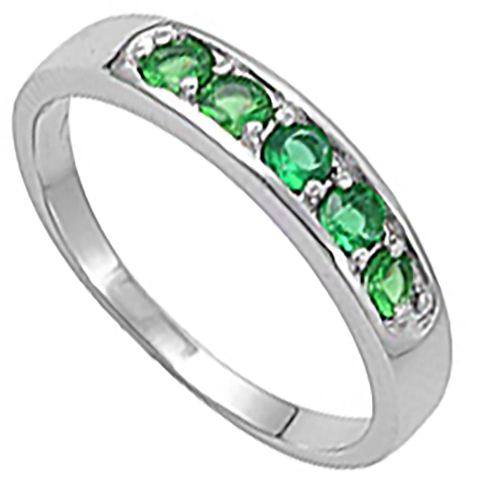 Sterling Silver CZ Emerald pinky ring