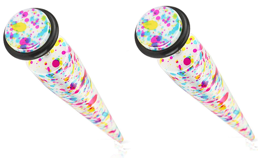 Earrings Solid Acrylic Printed Color Splatter Fake Taper Faux plug 18g Sold as pair