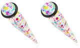 Earrings Solid Acrylic Printed Color Splatter Fake Taper Faux plug 18g Sold as pair
