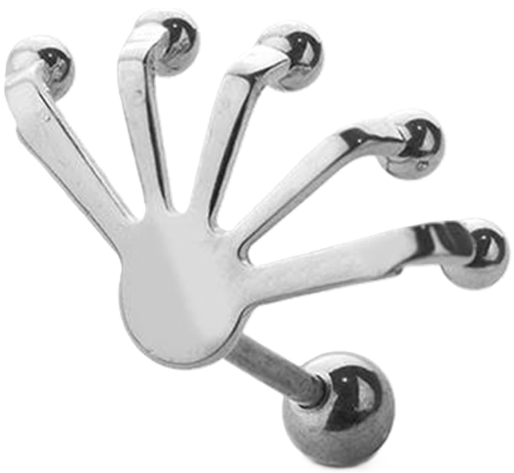 Body Accentz 316L Surgical Steel Cartilage Tragus Labret, 5-Claw CZ Dangle, 16GA 1/4 Inch, Silver