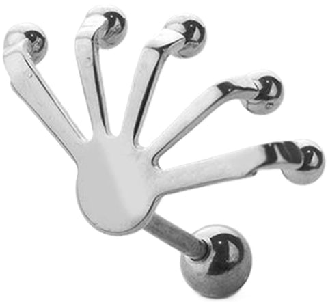 Body Accentz 316L Surgical Steel Cartilage Tragus Labret, 5-Claw CZ Dangle, 16GA 1/4 Inch, Silver