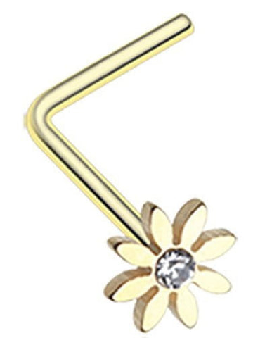 Nose Ring Grand Plumeria L-Shaped Flower Stud 20g