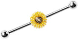 Industrial Barbell 316L Surgical Steel Bar Sunflower 1 1/2