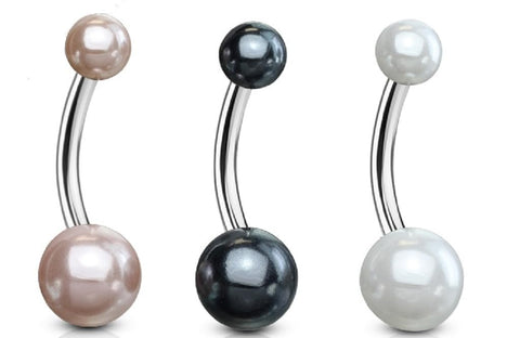 Body Accentz&reg; Belly Button Ring Navel Faux Pearl value pack Body Jewelry 14 Gauge