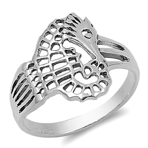 Sterling Silver Seahorse Ring Sizes 3-9 (3)