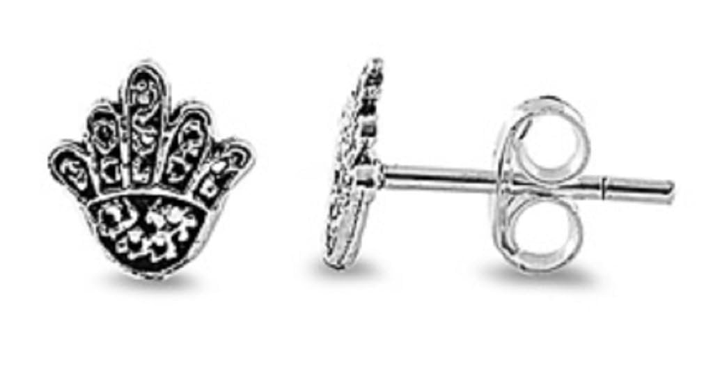 STERLING SILVER Silver Stud Earrings - Hand of God