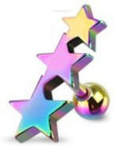 Body Accentz 316L Surgical Steel Three Star Cartilage/Tragus Barbell 16g