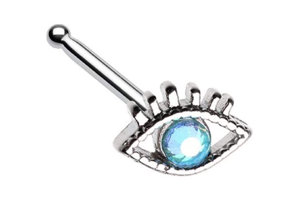 Body Accentz Nose Ring Stud All Seeing Evil Eye Gem Ring top 316L Surgical Steel Bone