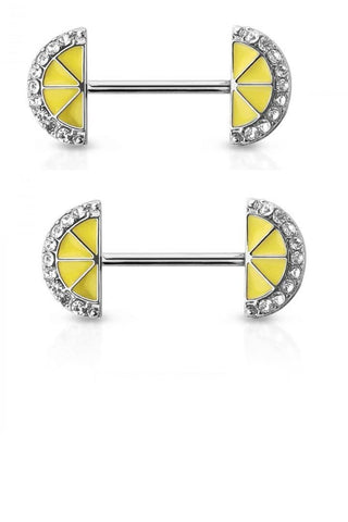Body Accentz Nipple Ring LEMON SLICE ENDS 316L SURGICAL STEEL NIPPLE BAR