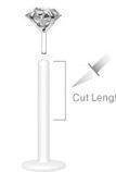 Body Accentz Bio-Flex Shaft with Push-in .925 Silver Prong Gem Labret/Monroe 14g 3/8''