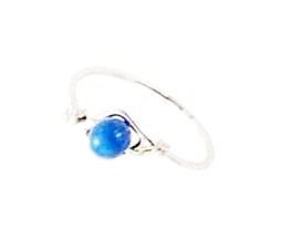 STERLING SILVER WIRE RING WITH TURQUOISE BEAD SIZE 4