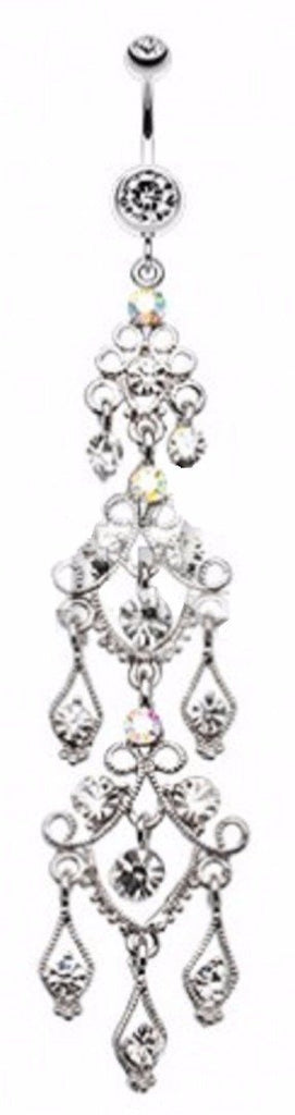 Body Accentz Belly Button Ring Navel Super Long 4" Body Jewelry Dangle 14 Gauge … (Ab)