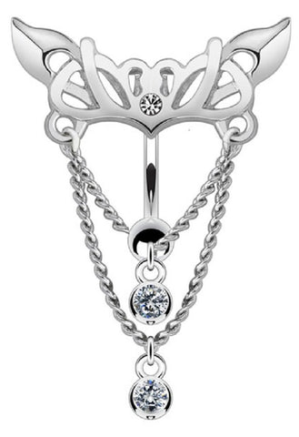 Belly Button Ring Reverse Tribal W/cz Ho800 14g 3/8'' [Jewelry]